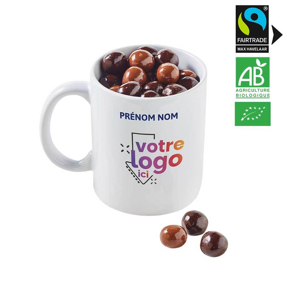 Choco mug droit Logo + Prénom/Nom C021 remplacé par C028 - Les Chocolats du  cœur
